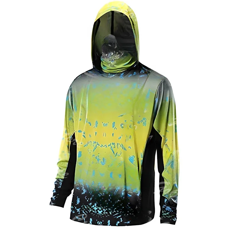 Men 3D Print Hooded Fishing Sh - Fishing Shirt Uv Protection 评论和价格