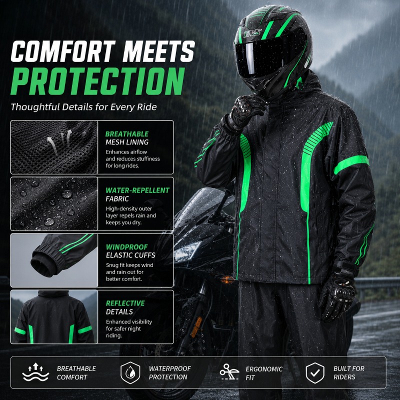 Motorcycle Rain Suit Waterproo - Fishing Rain Suit 评论和价格